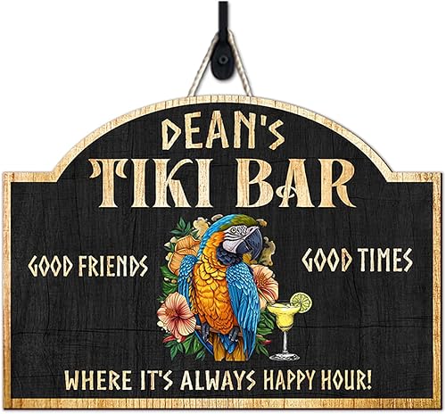 Miniatura 9 de THUYPT - Letrero personalizado de barra de Tiki, letrero impreso de madera, decoración de Tiki para colgar en la pared, letrero de playa Tiki Huts