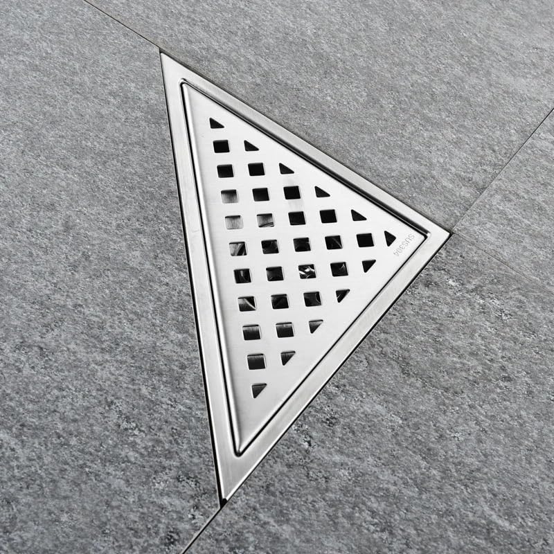 Drenaje de Ducha, Desague Ducha Esquina de Pared Triangular, Drenaje Suelo Acero Inoxidable for Ducha, Rejillas residuos, antiolor(Brushed 03)