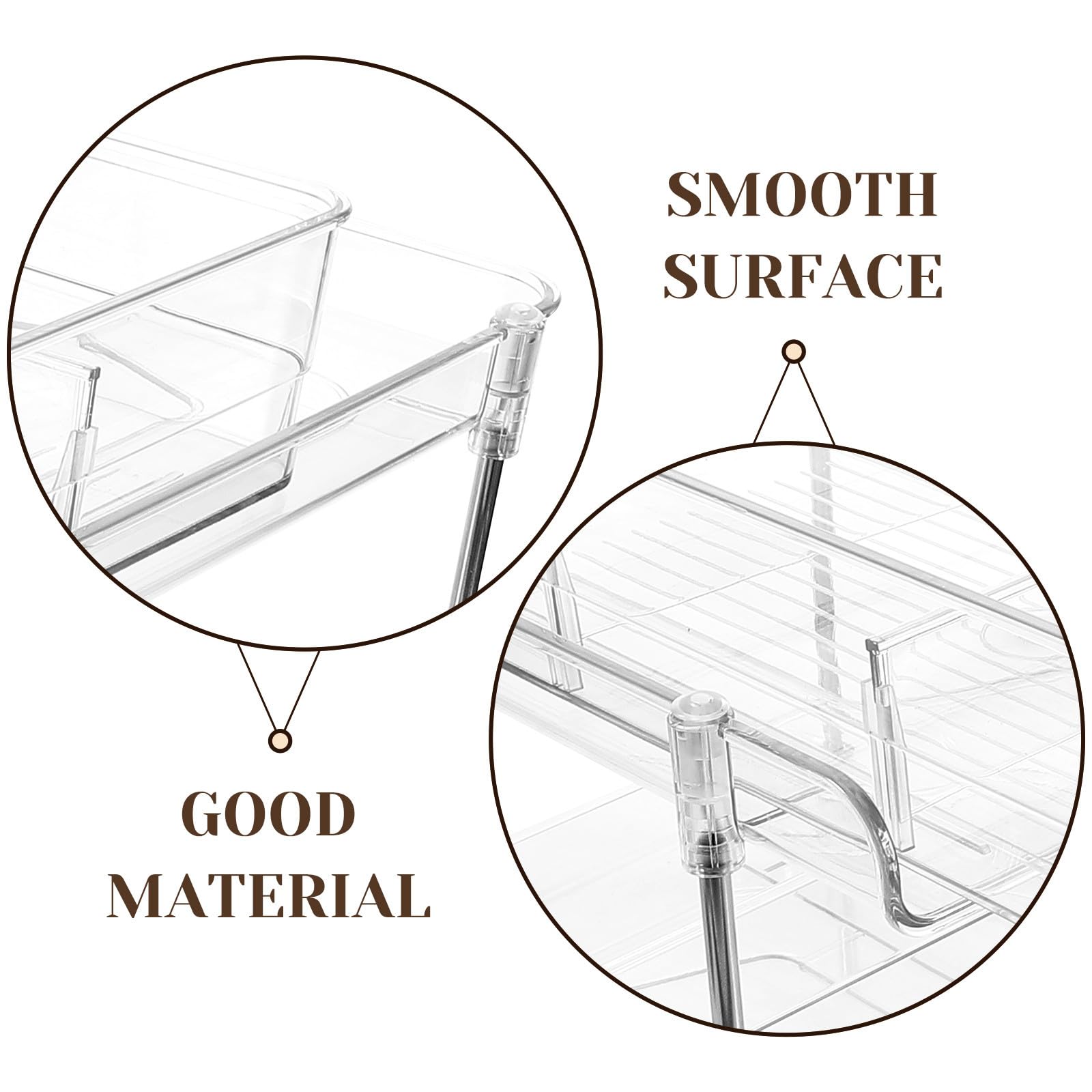 Abaodam Organizer Cosmetici da Tavolo a Due Livelli in Pet e Acciaio Inox | Piano Lavabo, Finitura Trasparente, Struttura Estraibile, Lavorazione Precisa e Stabile