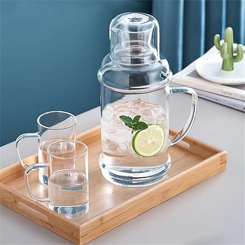 Miniatura 6 de E WECIAL Jarra de vidrio de borosilicato con tapa, jarra de agua grande resistente al calor, fácil de limpiar para leche fría y bebidas calientes