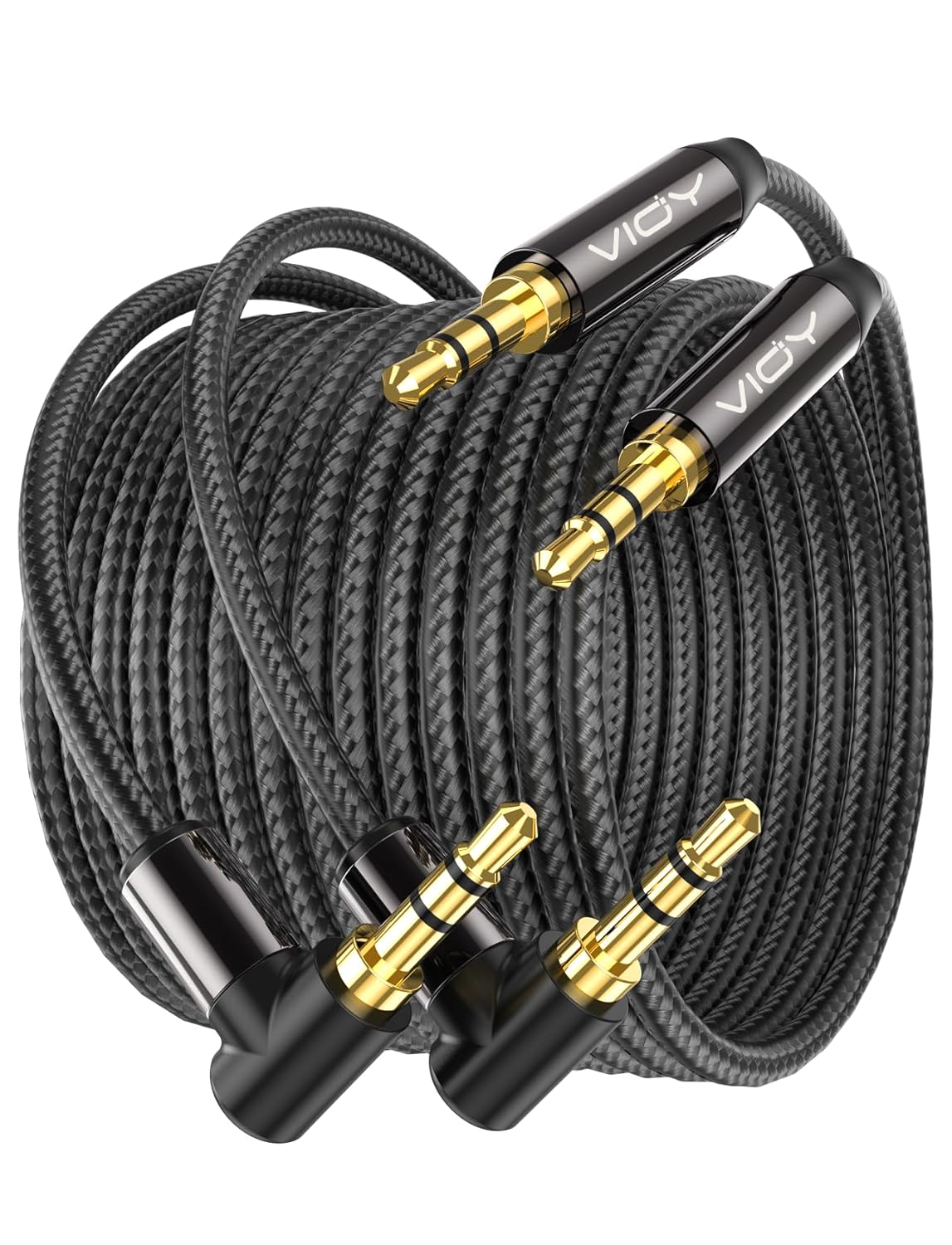VIOY Cable Aux 3.5mm 10ft x2, Ángulo Recto para Audio Estéreo