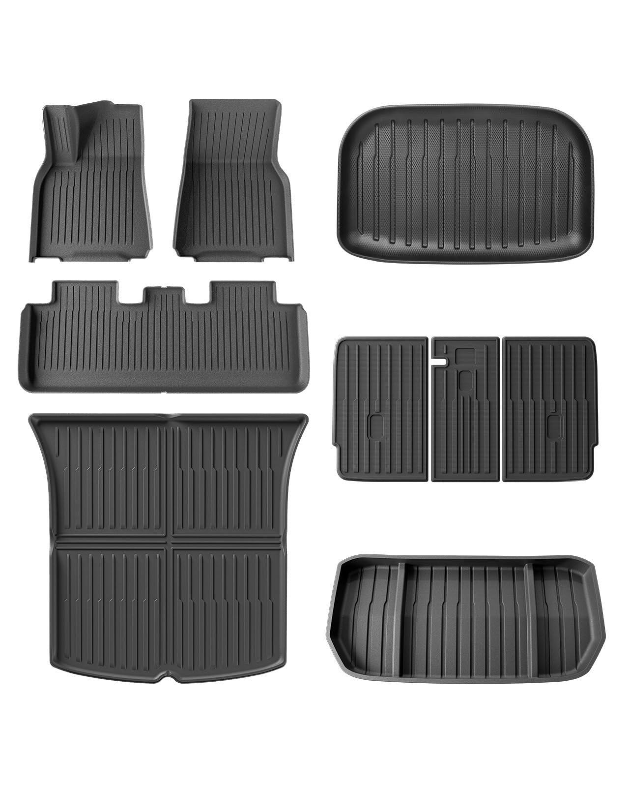 Photo 1 of Floor Mats + Cargo Liner for Tesla Model Y 2020-2024, Front & Rear Trunk & Backrest, All Weather Protection, 7pcs FloorLiner Combo Set Floor Mats+Cargo Liner+Backrest Mats