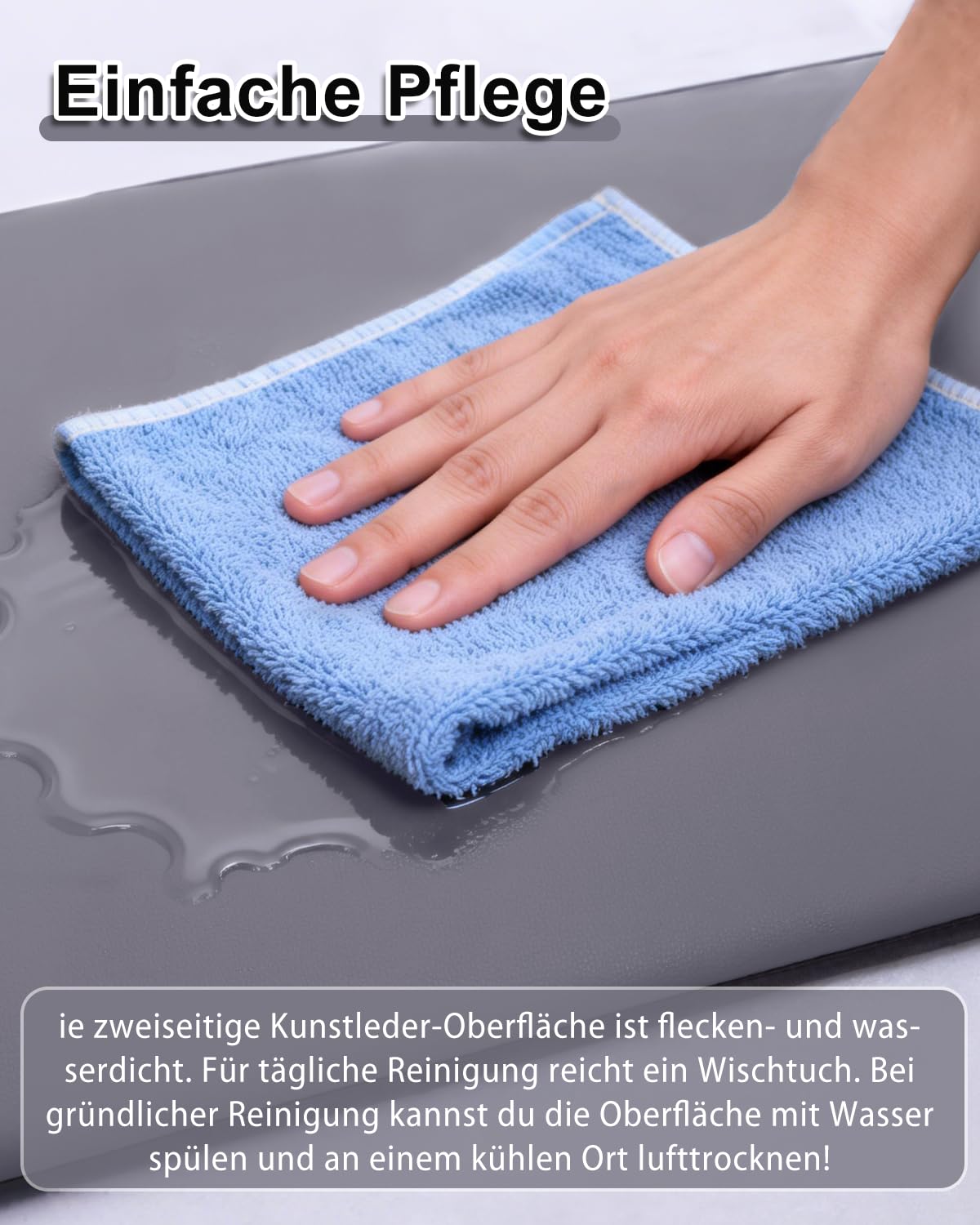 Wassericht Hundematte Outdoor-105x70cm,Hundebett Grosse Hunde aus Kunstleder,Einfach zu Reinigen,Tragbar Platzsparend Hundekissen,Waschbar Hundematratze für Innen& Reisen,Grau
