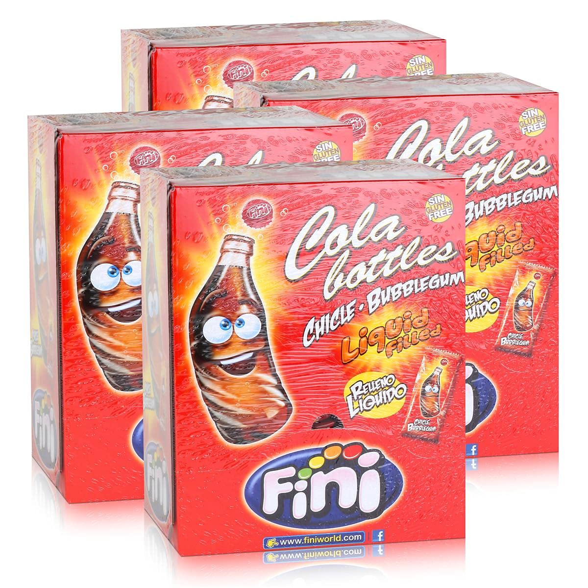 Tri Fini Cola Bottles Bubblegum Kaugummis 200 Stück in der Box (4er Pack)