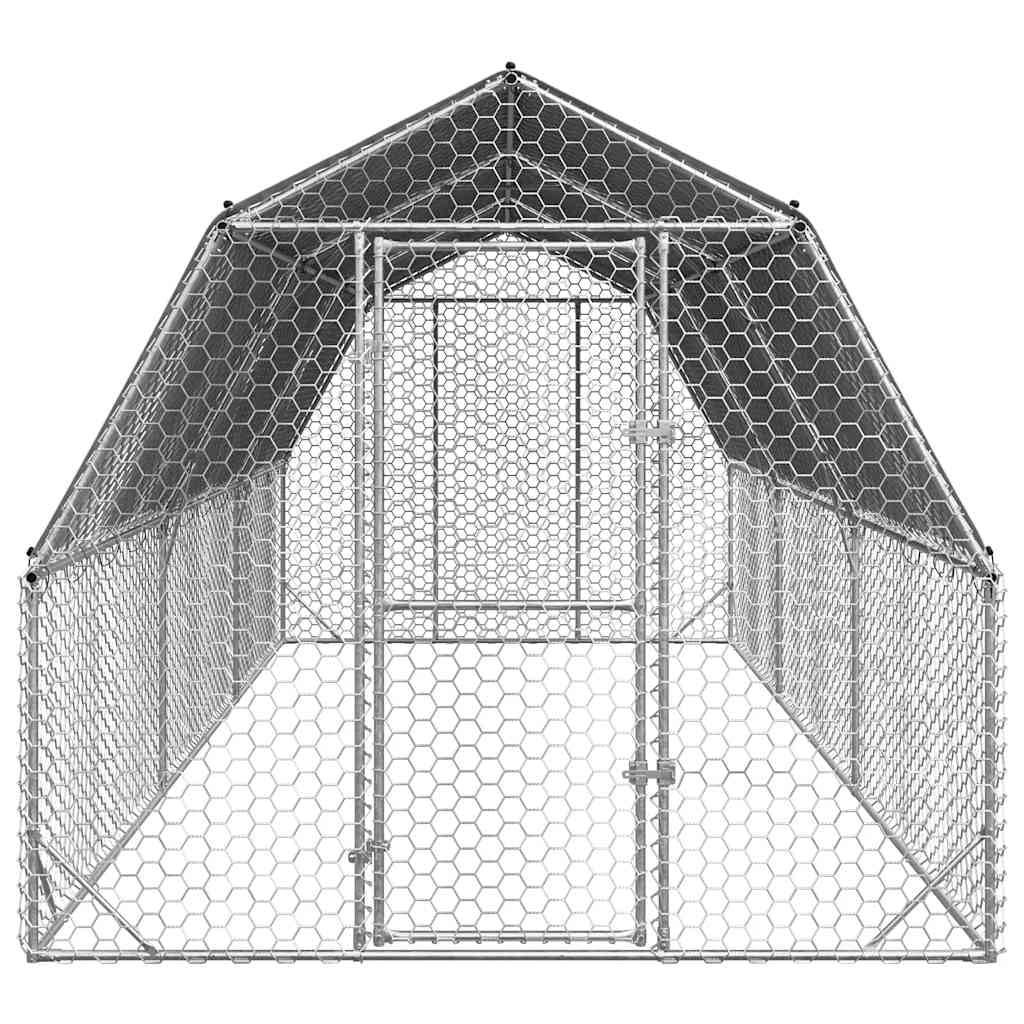 Kurnik z dachem z ocynkowanej stali, 2,5 x 6 x 2,25 m, wylot 15 m², zamykane drzwi, wodoodporny dach PE, dla kur, kaczek, gęsi, ogrodu na zewnątrz