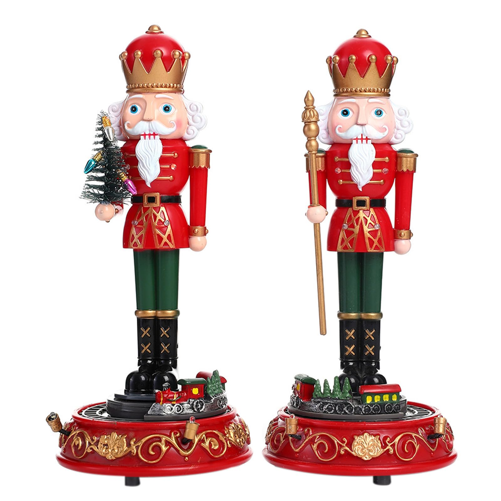 SHINEOFI 2 Pezzi Decorazione Natalizia in Plastica con Musica Interattiva e Rotazione Musicale, per Ufficio e Casa Durante Natale