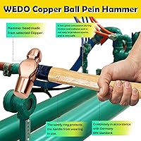 Vista 5 de WEDO Juego de martillo de bola de cobre de 2 piezas, 8 onzas + 12 onzas (1/2 libra+3/4 libras), martillo de bola con mango de madera, forja a