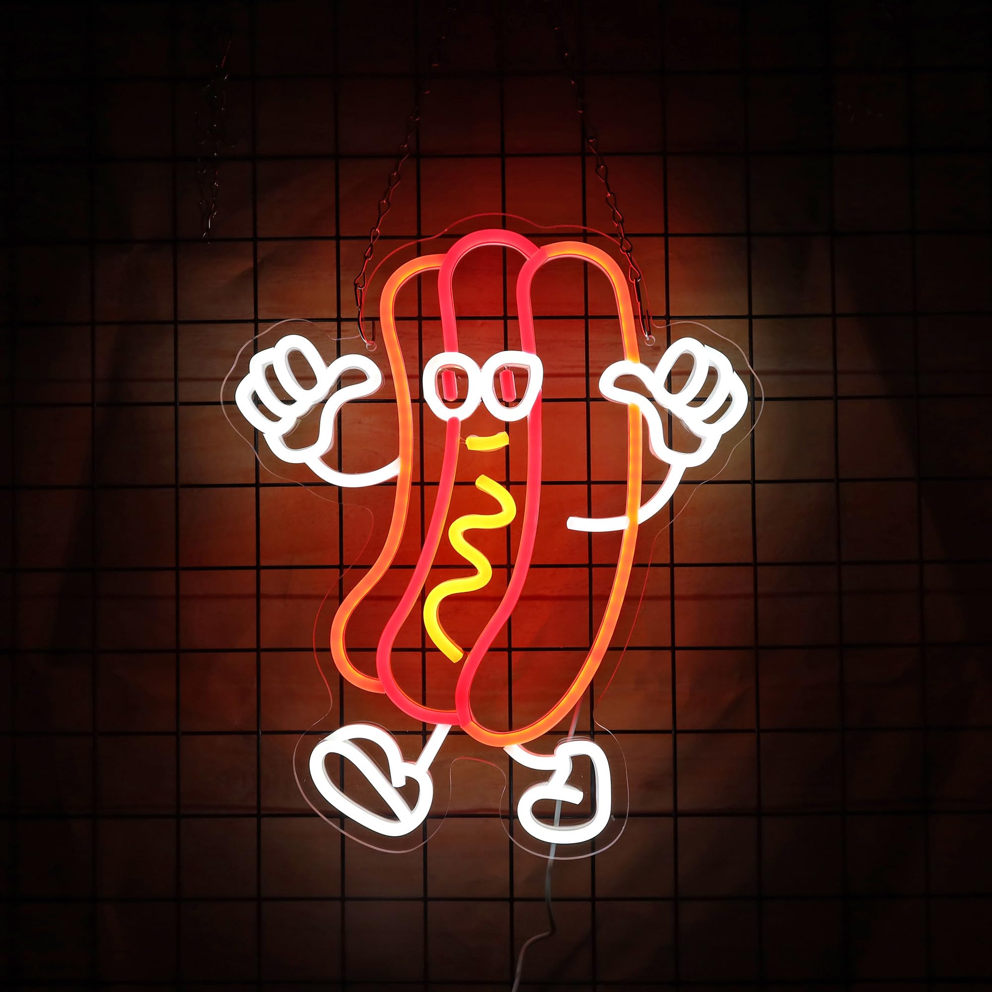 Hot Dog tanzende Schilder, cooles Hotdog-Neonschild, Hotdog-Motto-Party, Party-Dekoration, LED-Neon-Hotdog-Schilder, LED-Neon-Hotdog-Lichtschild, Hotdog-Dekoration für Wanddekoration, Zimmer,