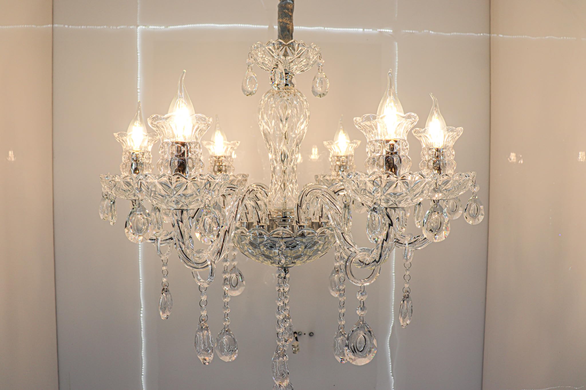 swanart Elegant K9 Crystal Italian Chandelier Light – Luxurious 6-Light Ceiling Fixture, Modern European Design for Living Room, Dining, and Bedroom-image-35