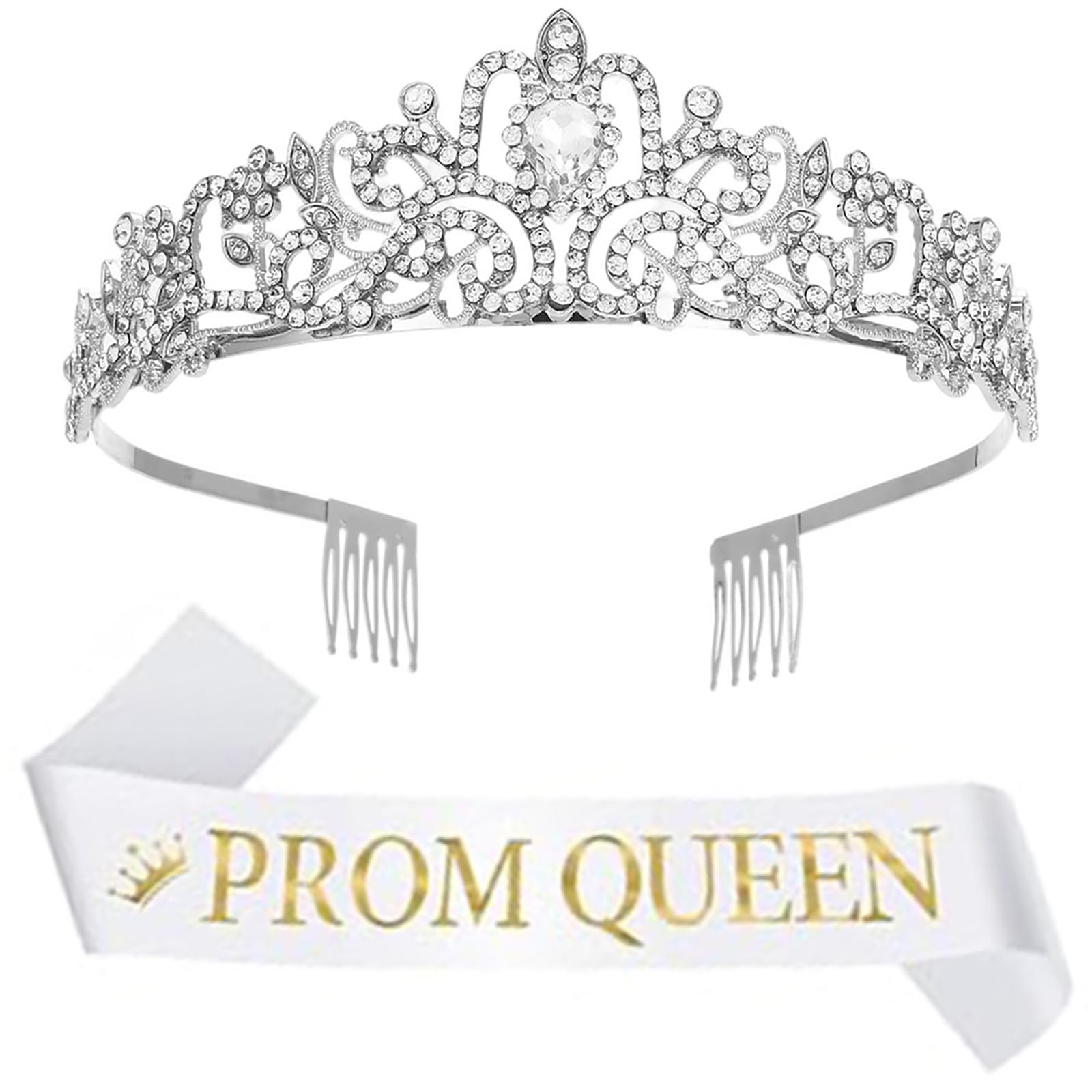 Prom Crystal Crown Birthday Sash Set Women Fashion Bling Crown Peace Sash Adult Birthday Party Props Crystal Crown