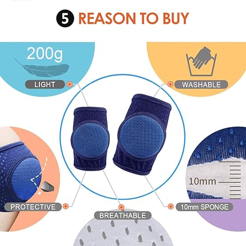 Miniatura 3 de SOFTMED - Rodilleras para gatear y gatear, rodilleras para bebé, ajustables, antideslizantes, transpirables para gatear niños pequeños (3 pares) (3,