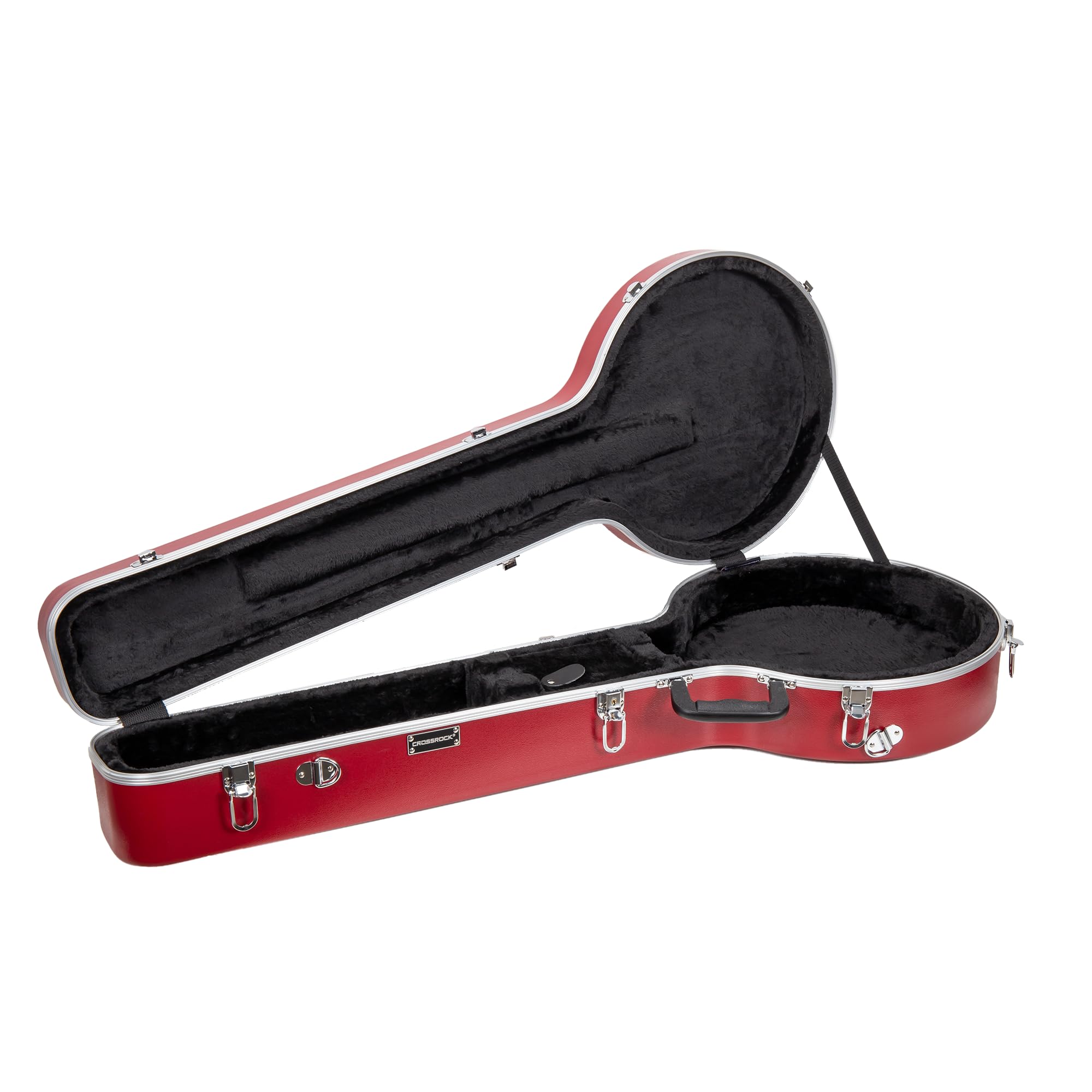 Crossrock ABS etui banjo z paskami plecaka, czerwone matowe wykończenie do 5-strunowego rezonatora i tenora - pluszowe wnętrze, zamek, formowana twarda skorupa - czerwona (CRA861BJRD)