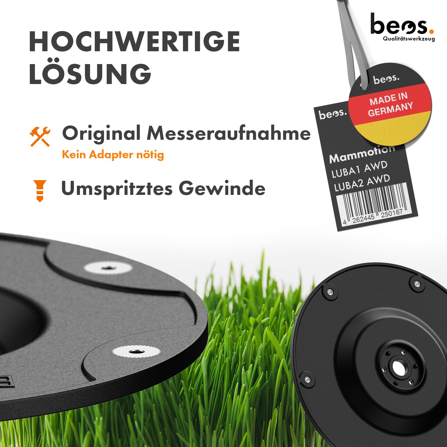BEOS Messerscheibe kompatibel mit Mammotion LUBA1 AWD LUBA2 AWD 6X Klingen glasfaserverstärkte Drehscheiben Made in Germany