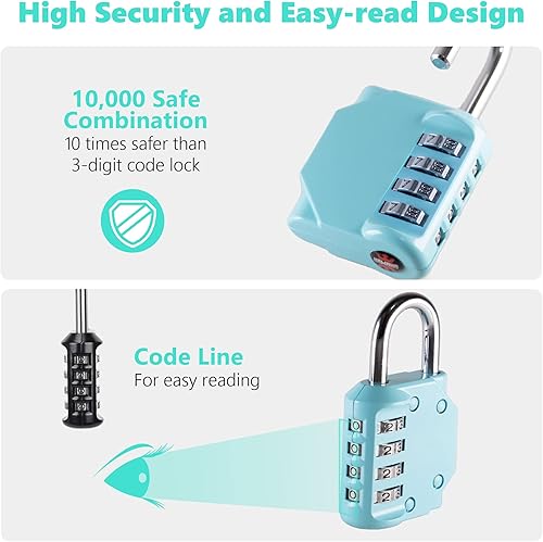 Miniatura 10 de KAWAHA CL21VP - Cerradura combinada de grillete de 2.6 pulgadas de largo, candado de combinación de 4 dígitos para tu propia combinación para
