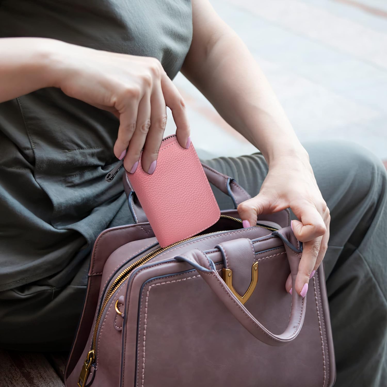 Badiya Genuine Leather Credit Card Holder for Women RFID Blocking Accordion Small Card Case Wallet - Image 6