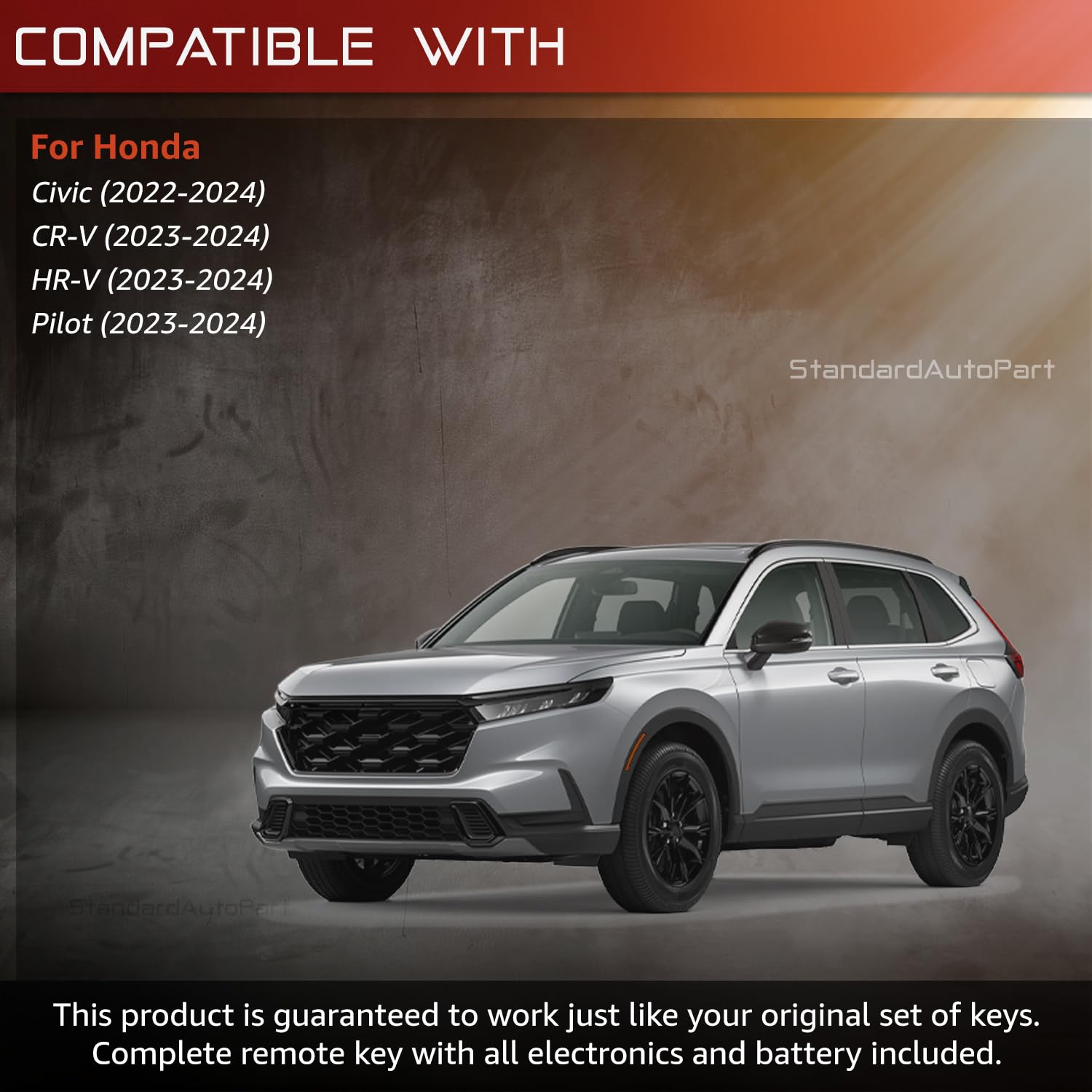 StandardAutoPart Telecomando intelligente per chiave auto compatibile con Honda Accord Civic CR-V HR-V 2022 2023 2024 KR5TP-4 72147-T43-A11 (5 pulsanti RS e Hatch)