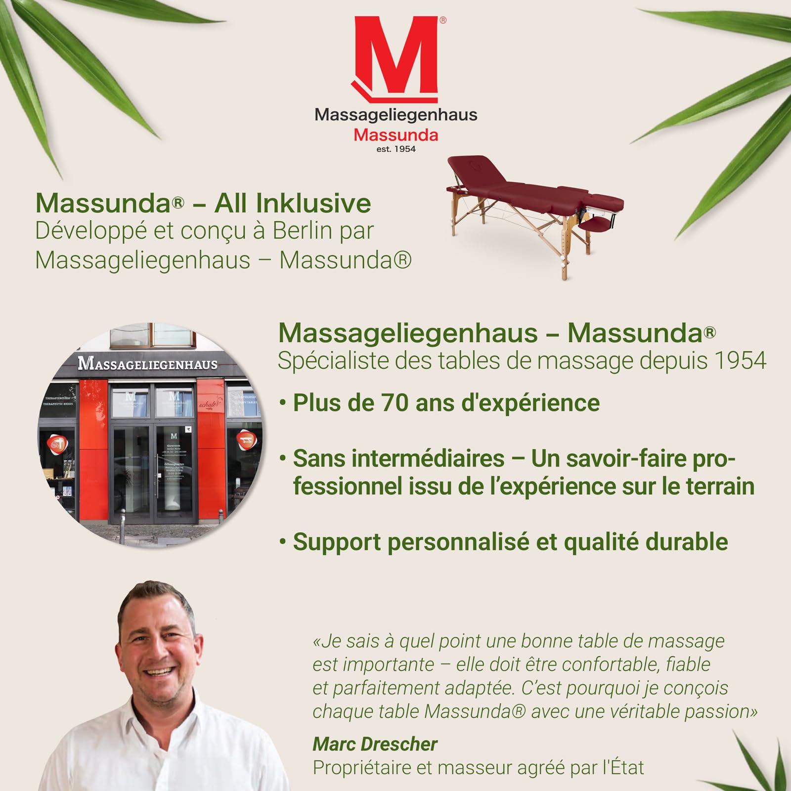 MASSUNDA All INKL Chaise de Massage Pliante et réglable en Hauteur – Table de Massage Mobile en Bois Massif avec Housse en éponge, accoudoirs et dossiers, appuie-tête Ergonomique (Bordeaux)