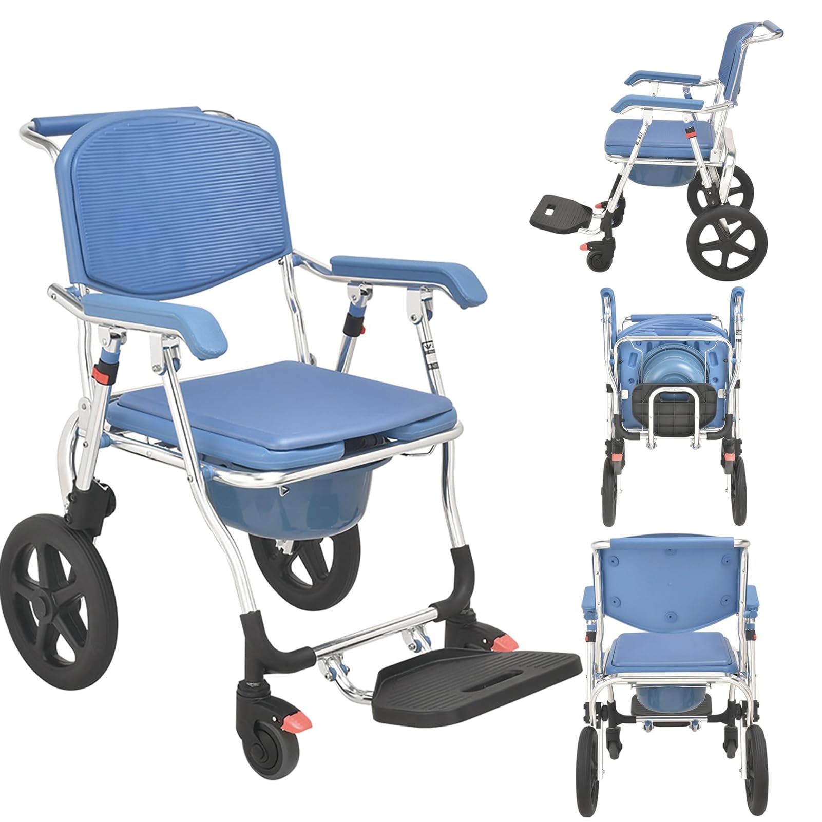 Gthtuhfd 1 Wheeled Commode Chair, Senior & Disabled Accessible Toilet Aid With Armrest For Patients And Elderly