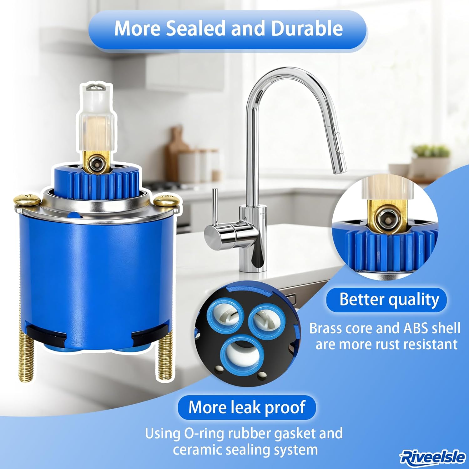 Upgraded for Grohe 46048000 Single-Hand Mixing Valve Ceramic Cartridge, 46mm Faucet Cartridge, Fits for Single Lever Faucets, Wide Applicability, More Sealed and Durable