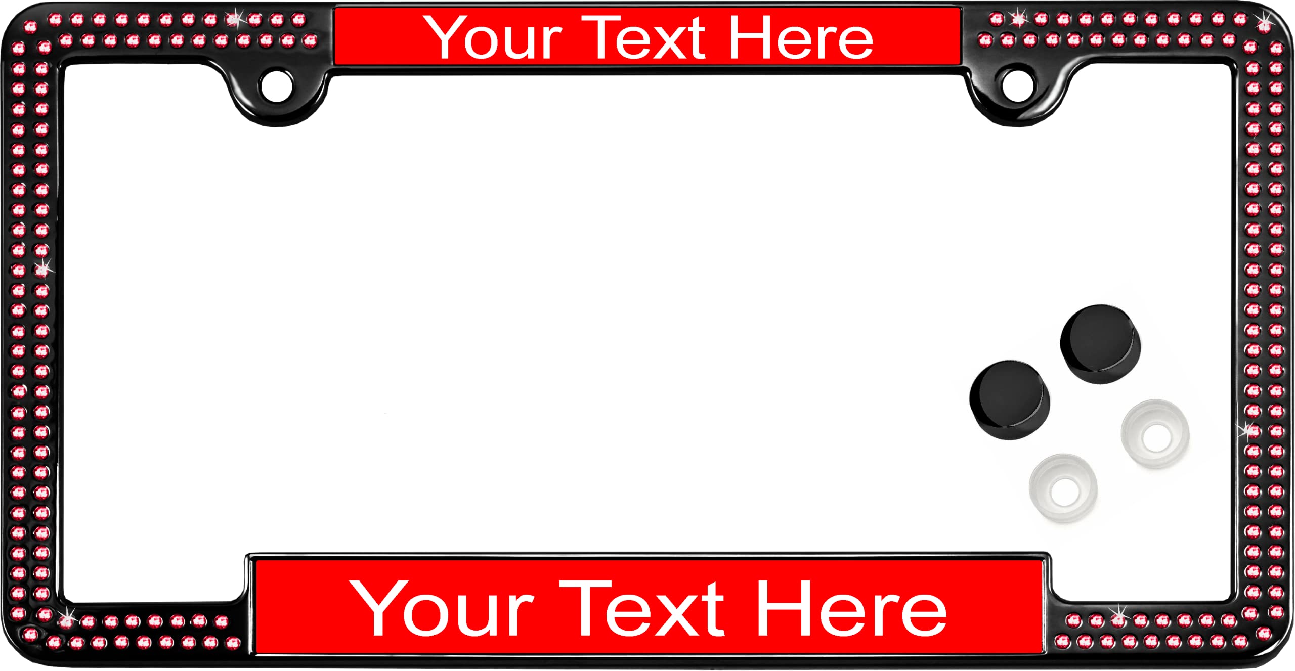 Crystals - Custom Personalized Black Metal Car License Plate Frame with Pink Cr - Picture 21 of 132
