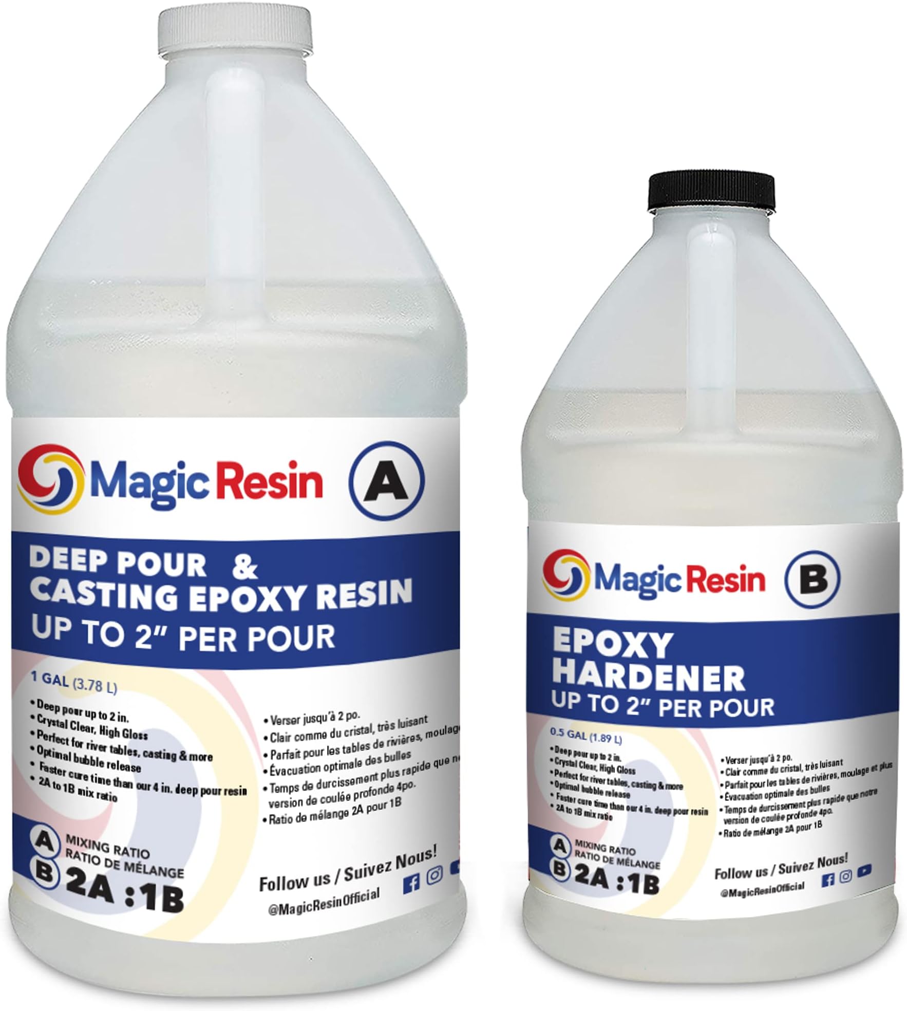 Magic Resin | 1.5 Gallon (5.7 L) | 2'' Deep Pour & Casting Epoxy Resin Kit | Low VOC & Low Odor | Crystal Clear | for River Tables, Deep Pour, Casting, Molding, Jewelry, Crafting & More