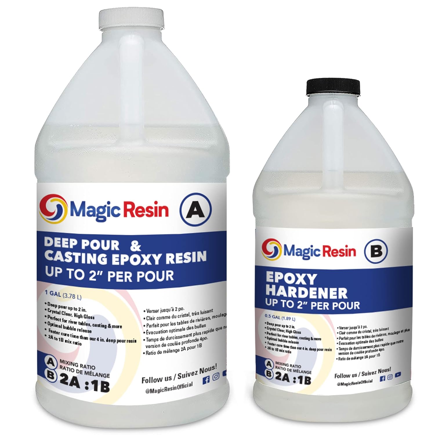 Deep Pour Epoxy Resin for River Table | 1.5 Gallon (5.7 L) | 2'' DEEP POUR, CASTING & ART Epoxy Resin Kit | Low VOC & Low Odor | For River Tables, Deep Pour, Casting, Molding, Jewelry, Crafting