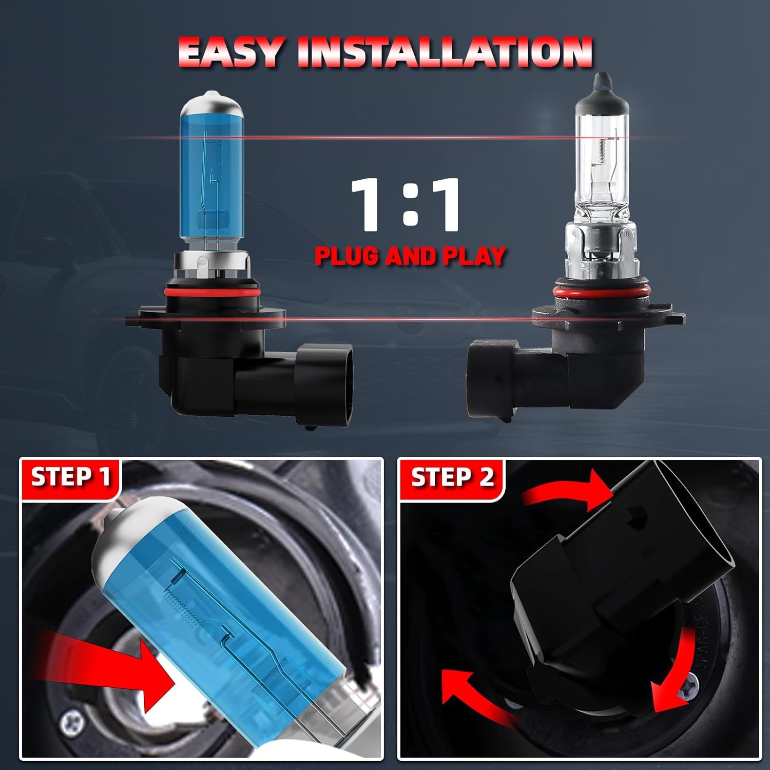 Fog Light Bulbs Fit For Toyota Tundra 2000-2006, 9006 High Performance Fog Lights Halogen Light Bulb, 6000K White Light, Pack of 2