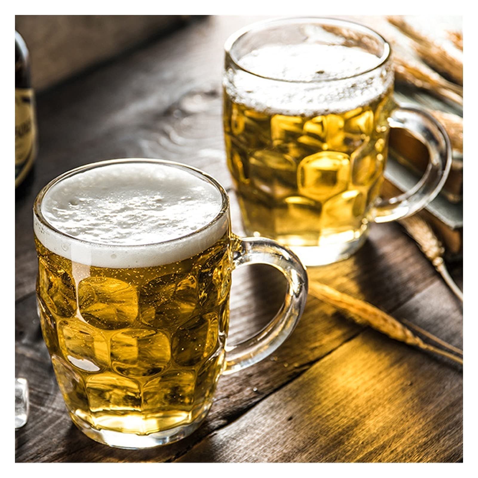 Kieliszki do piwa, Spersonalizowany kufel, na piwo zagęszczony szklany do piwa okrągłe kufle 560ML duże szklane z wgłębieniami zestawem uchwytów
