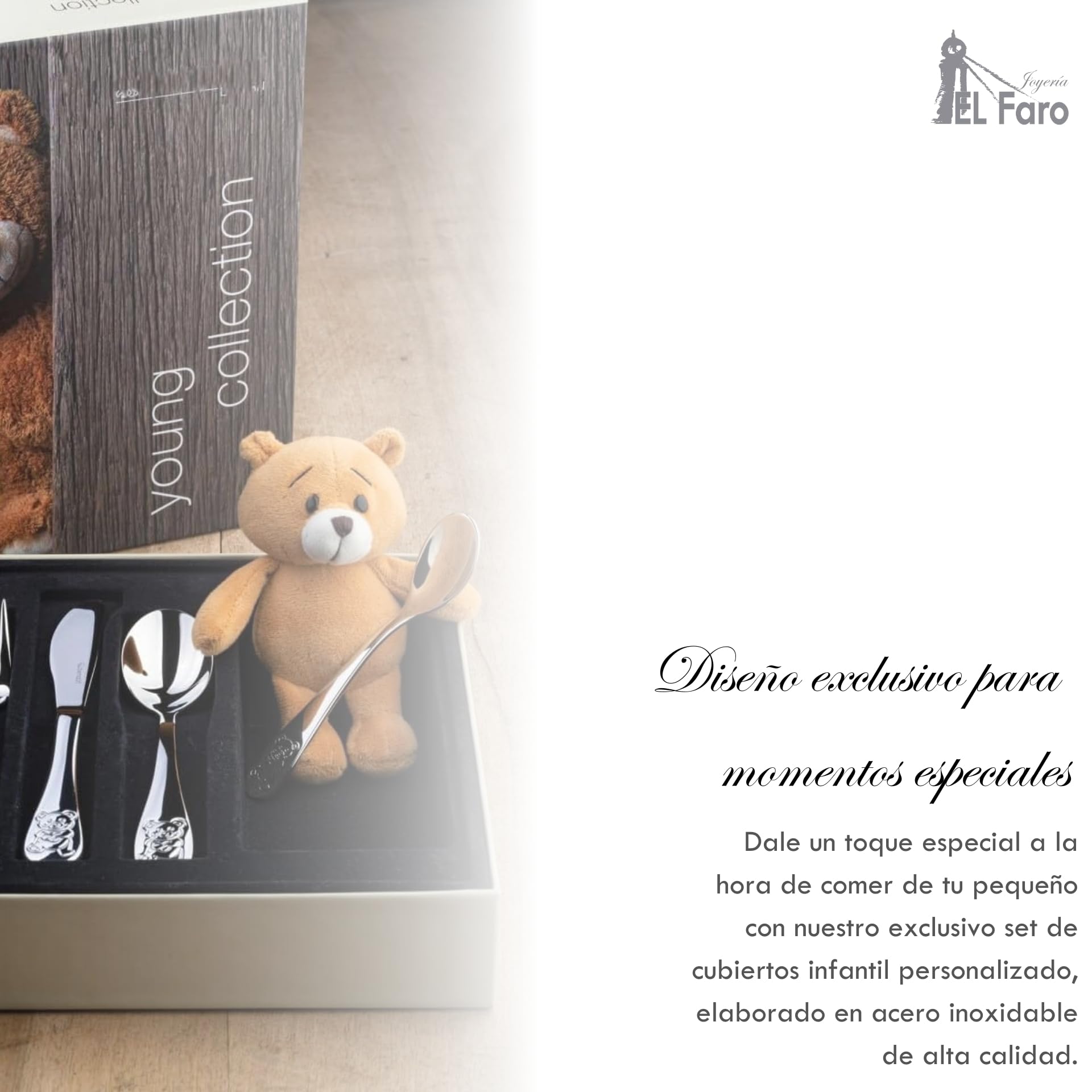 JOYERÍA EL FARO | Cubiertos infantiles personalizados | Cubiertos personalizados infantiles con nombre | Grabado personalizado | Presentación en estuche premium (Modelo 2)