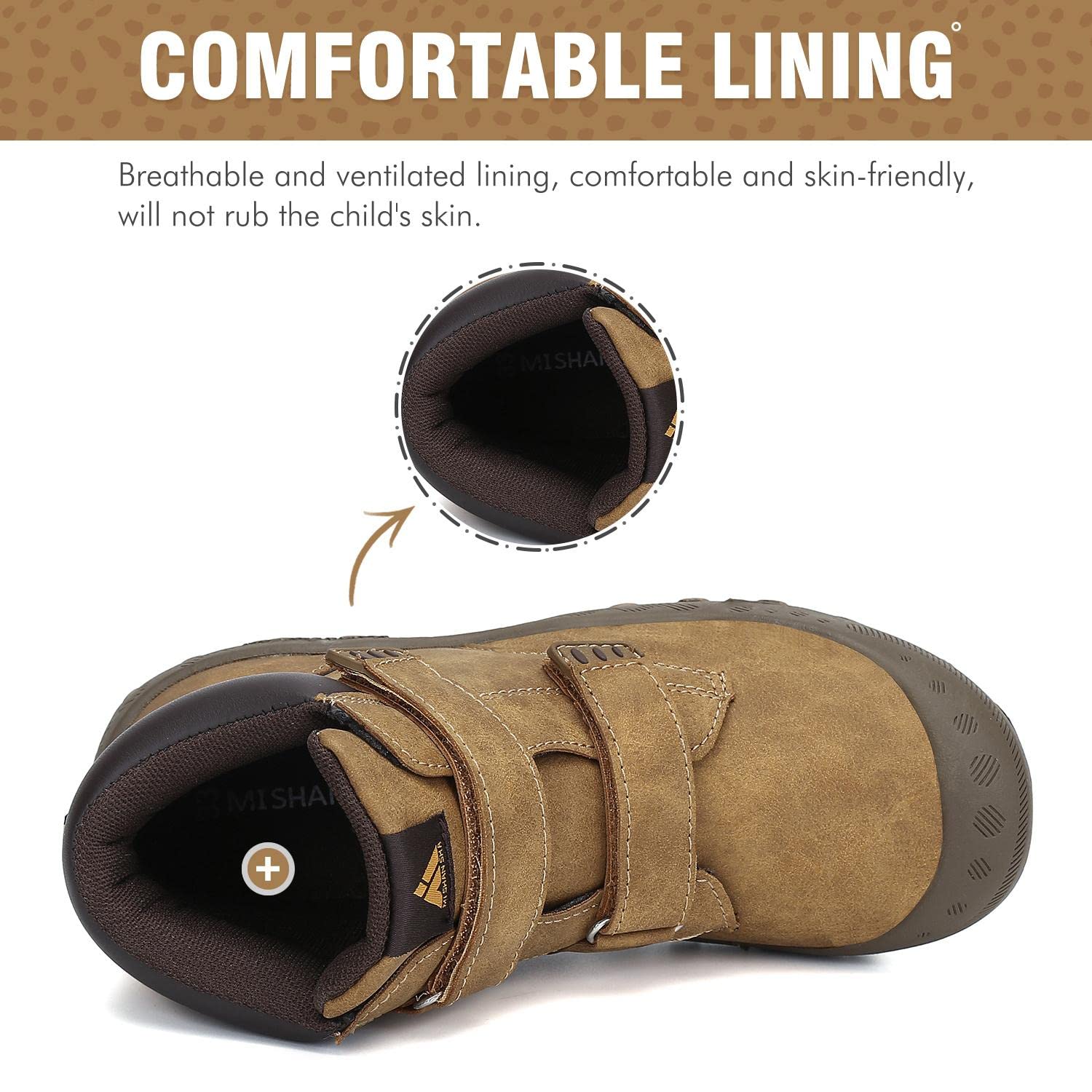 Mishansha Chaussures de Randonné Enfants Légères Bottes de Trekking Antidérapantes Respirant Chaussures de Marche pour Garçon et Fille, Brun Cacahuète, 31 EU