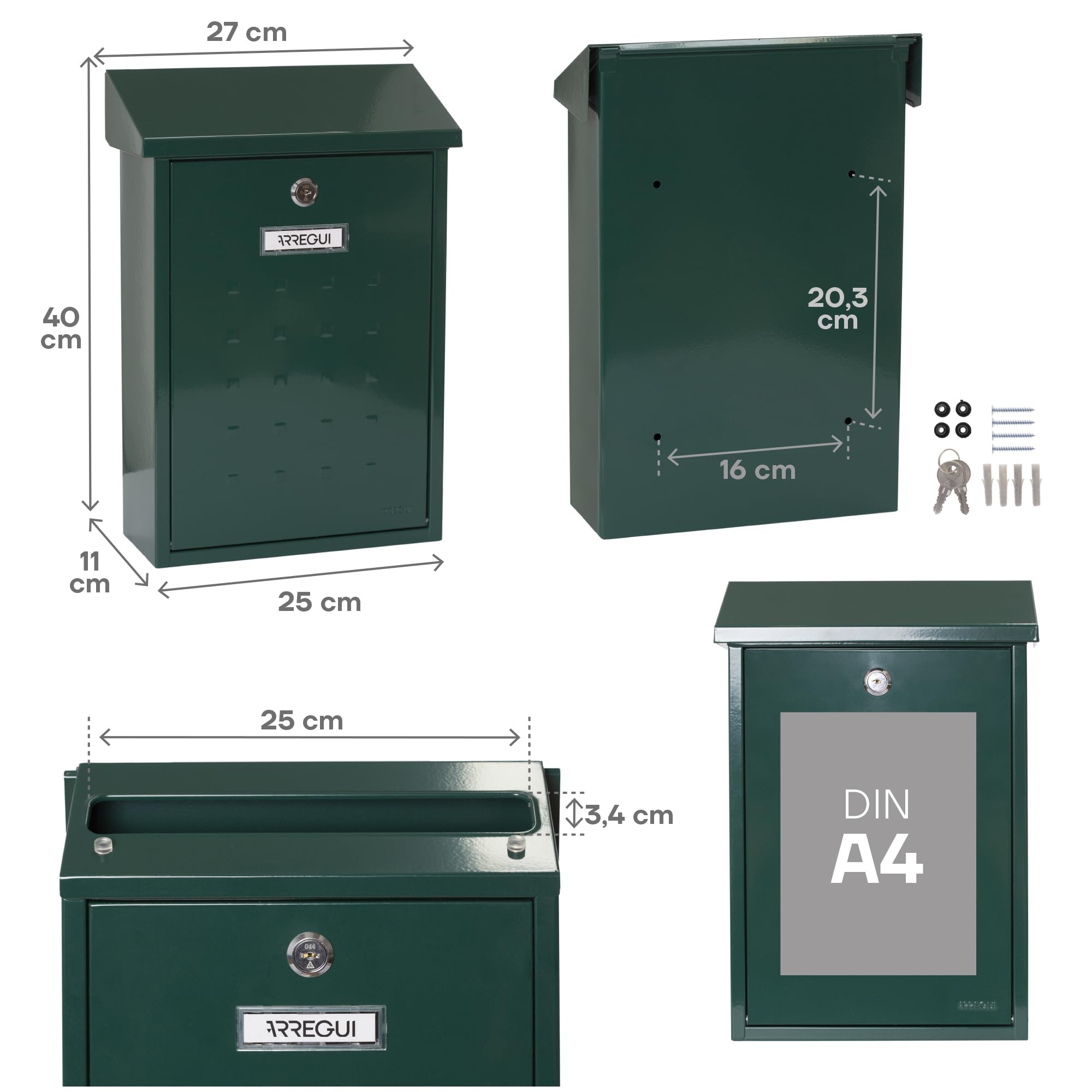 ARREGUI Home E5711 Brievenbus van Verzinkt Staal
