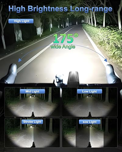 Miniatura 3 de 6 LED Super Bright Bike Light for Night Riding,10000 Lumens Upgrade Aluminum 6000 mAh Rechargeable Bicycle Light,Runtime 48+hrs,10 Modes Waterproof