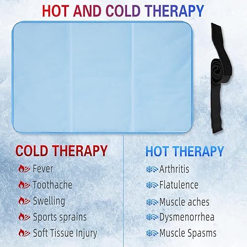Miniatura 9 de Tutmyrea Paquete de 2 paquetes de hielo de gel, paquetes de hielo flexibles de 9 x 5.1 pulgadas para lesiones reutilizables, compresa caliente y