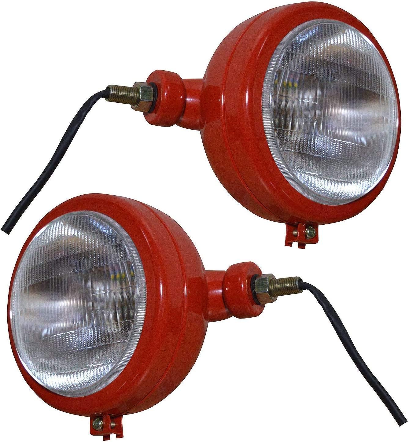 Red Tractor Lights Headlights Assemblies 12v Bulbs Replacement Parts for Ford 8N 2N Tractor Lights David Brown 700 800 900 1200 1400 Series Massey Ferguson Case/IH B250 B275 B414 B444