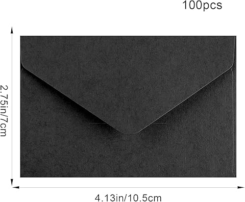 Miniatura 3 de Paquete de 100 mini sobres negros de 4 x 2.75 pulgadas, sobres pequeños para tarjetas de regalo para bodas, baby showers, notas de agradecimiento,