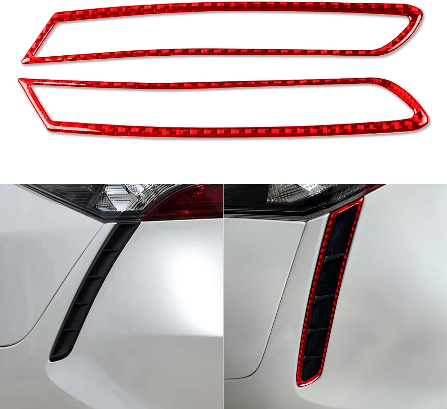Red Carbon Fiber Compatible with Toyota Camry 2018 2019 2020 2021 2022 2023 2024 Accessories Car Rear Lip Air Outlet Trim Frame Exterior Sticker Decal 2PCS