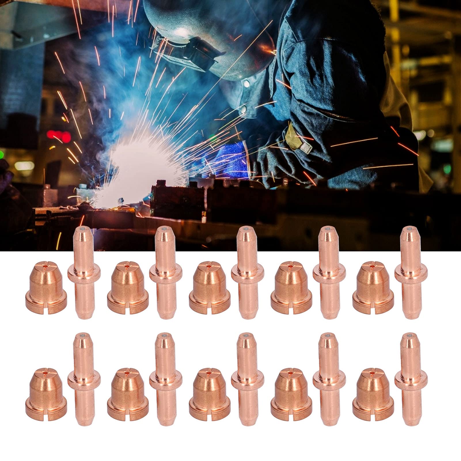 Electrode Tip Kit, 10 Set Copper Replacement Plasma Cutter Consumables for Spreading Arc for TC80