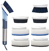 Vista 5 de CBC Crown Cepillo dispensador de jabón para lavar platos con 4 cabezales de cepillo y juego de recarga adicional