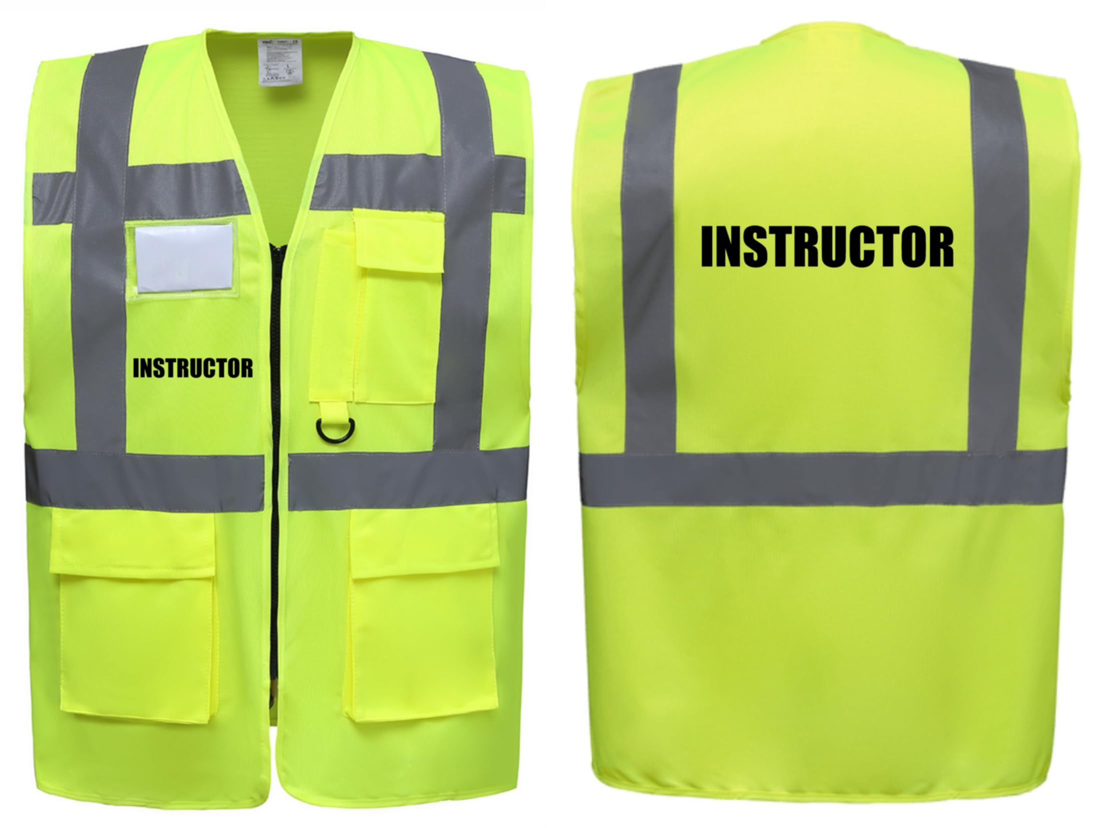 Instructor Superior Zipped Hi Vis Vest High Visibility Safety Waistcoat Pockets Reflective Bands Event Staff, Event Support, 12 Colour Options, Brook Hi Vis (Yellow, XLarge)