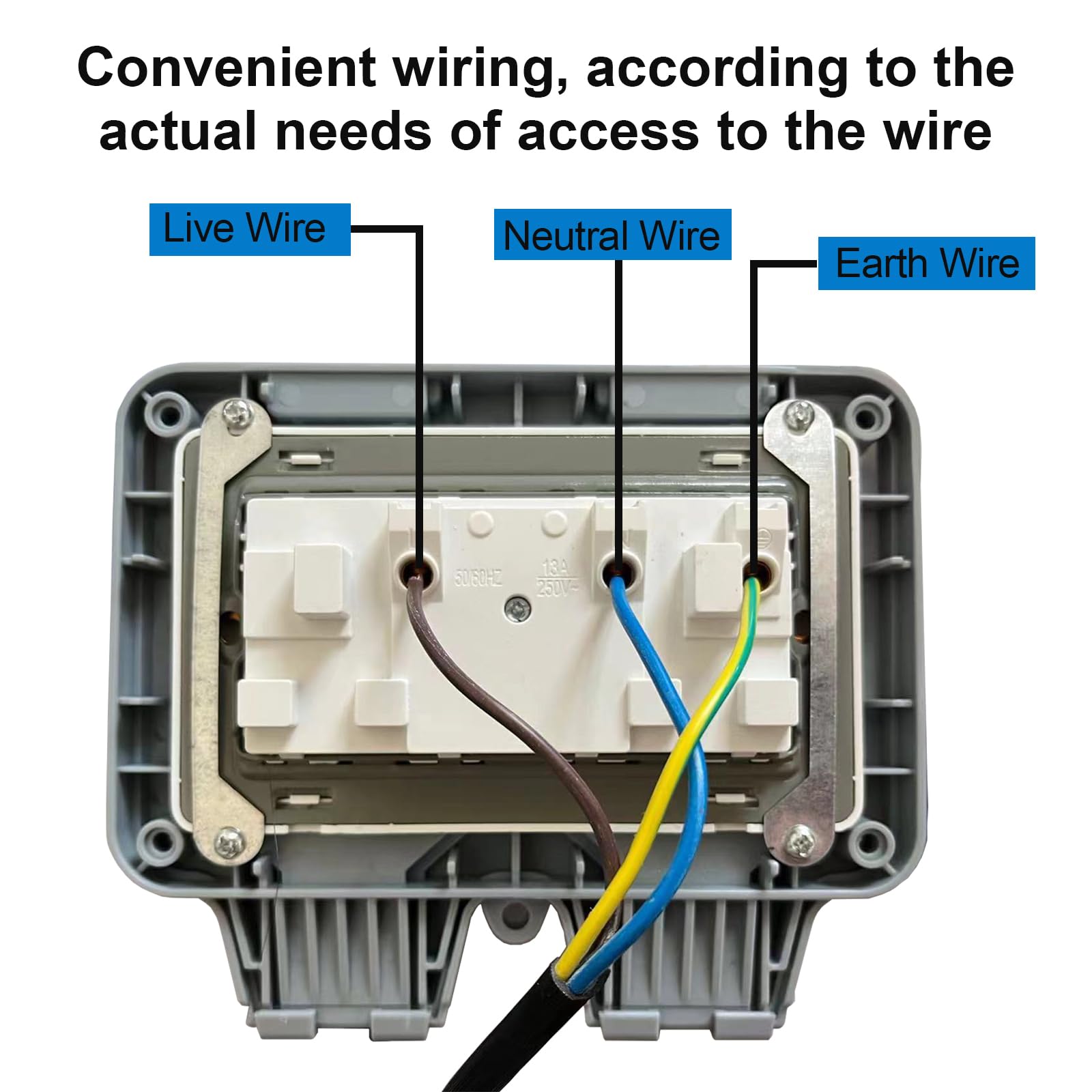 Bkiyougo Double Socket w/ 10M Extension Lead - Weatherproof Outdoor Sockets, 2 Gang Storm Switched Plugs for Exterior & Garden Use - Image 3
