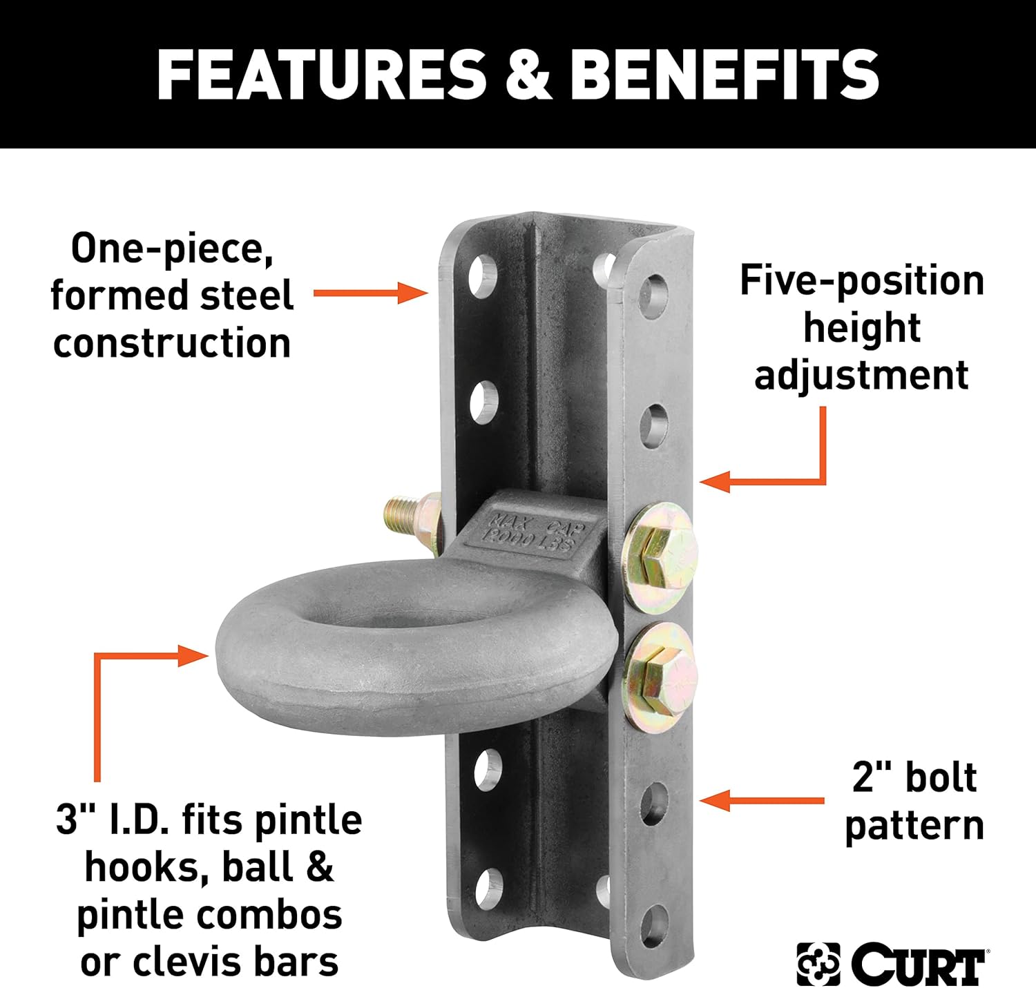 Curt Manufacturing 48640 3 in Id Eye Kit W/5 Pos Channel