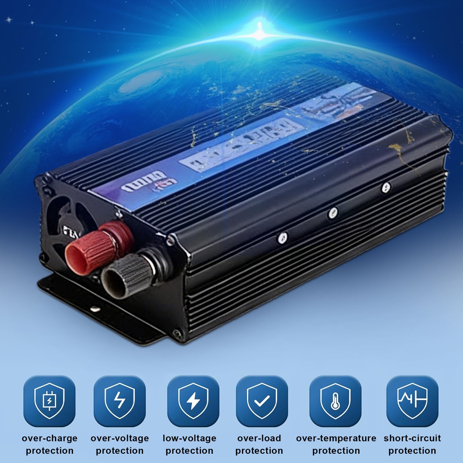 Inverter da 500 W, Dc 12 V a 220 V, convertitore di corrente per auto, ricarica di computer portatili, telefoni cellulari e altri dispositivi (nero)