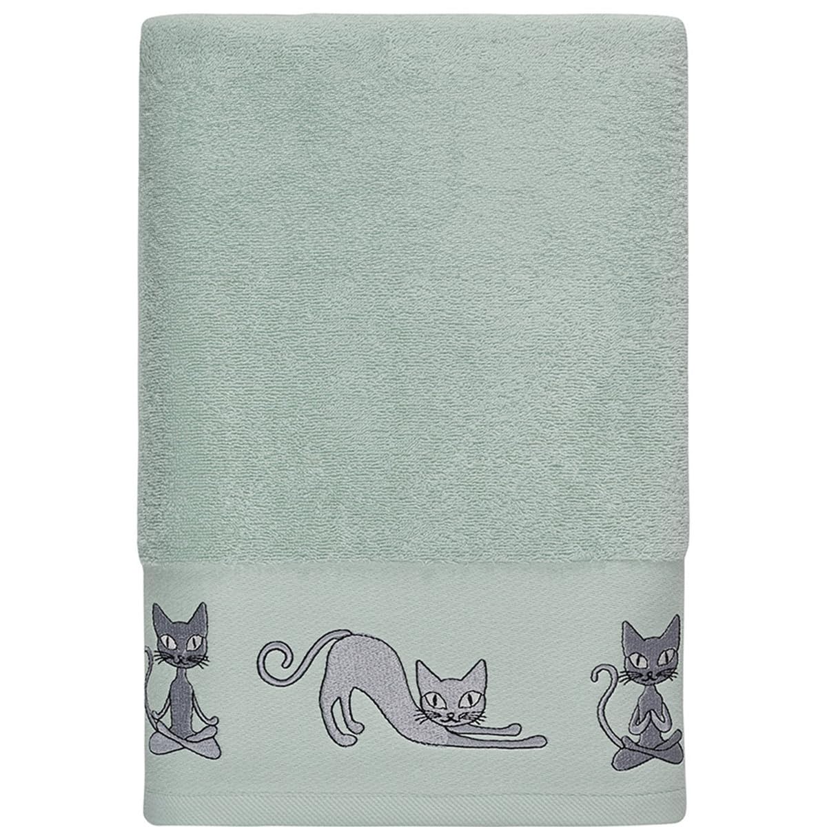 Drap de bain Yogi Cat Menthe grand linge de toilette en coton