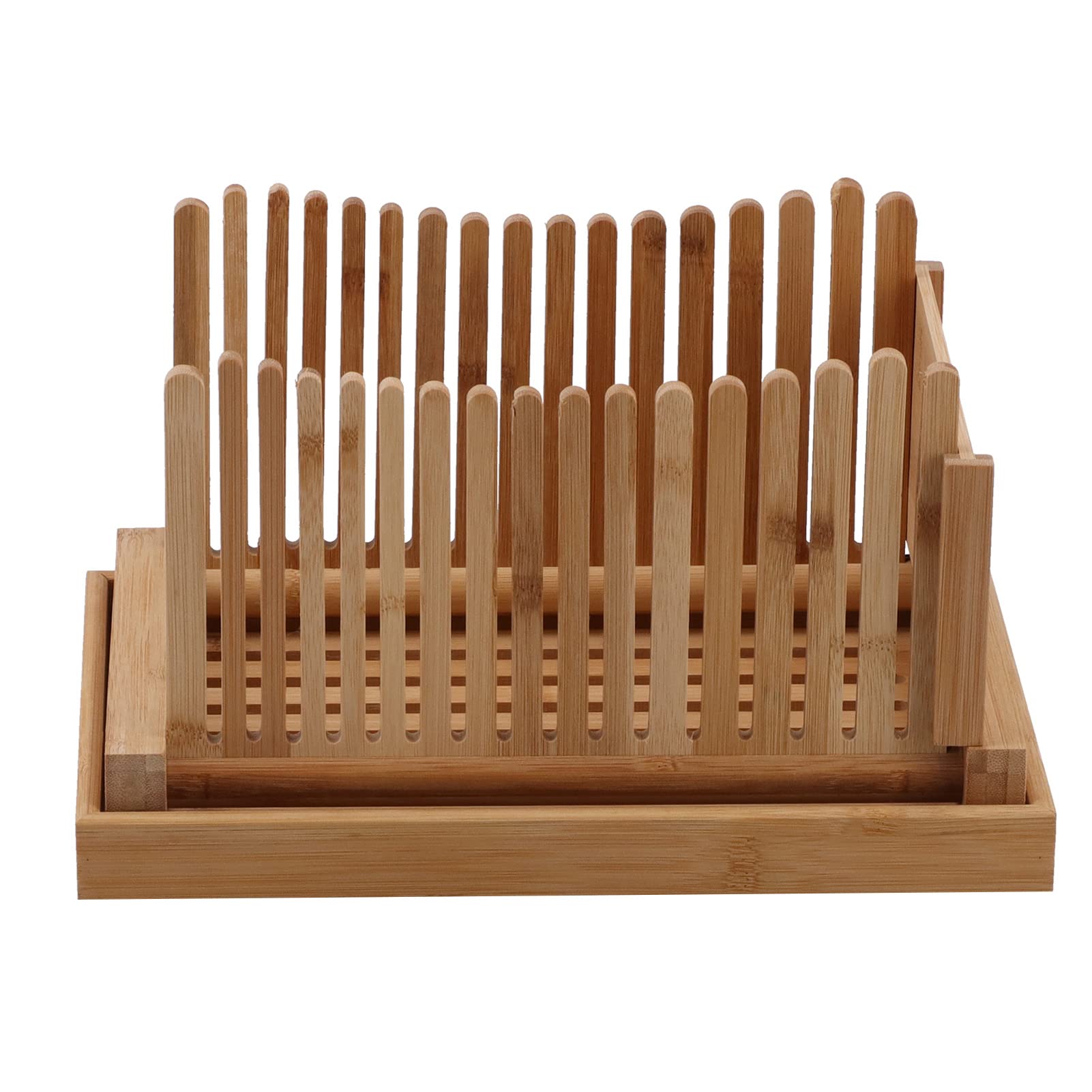 Nikou Cortador de pan, máquina de rebanar tostadas ajustable plegable de ABS, acorde de cocina para pan casero, incluye tabla de cortar pan y guía de rebanado, ideal para panadería casera