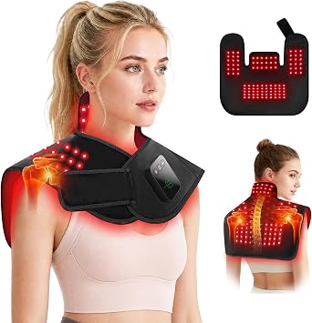 Red Light Therapy for Neck Shoulders, 660nm&850nm Infrared Light Therapy for Pad&Wrap with Pulse Mode Timer Remote Control, Red Light Therapy for Body at Home Office | Multi-Mode Red Light for Neck Device 3 Brightness Levels Steady / Pulse10hz&40hz / Breathing Modes Portable & Convenient