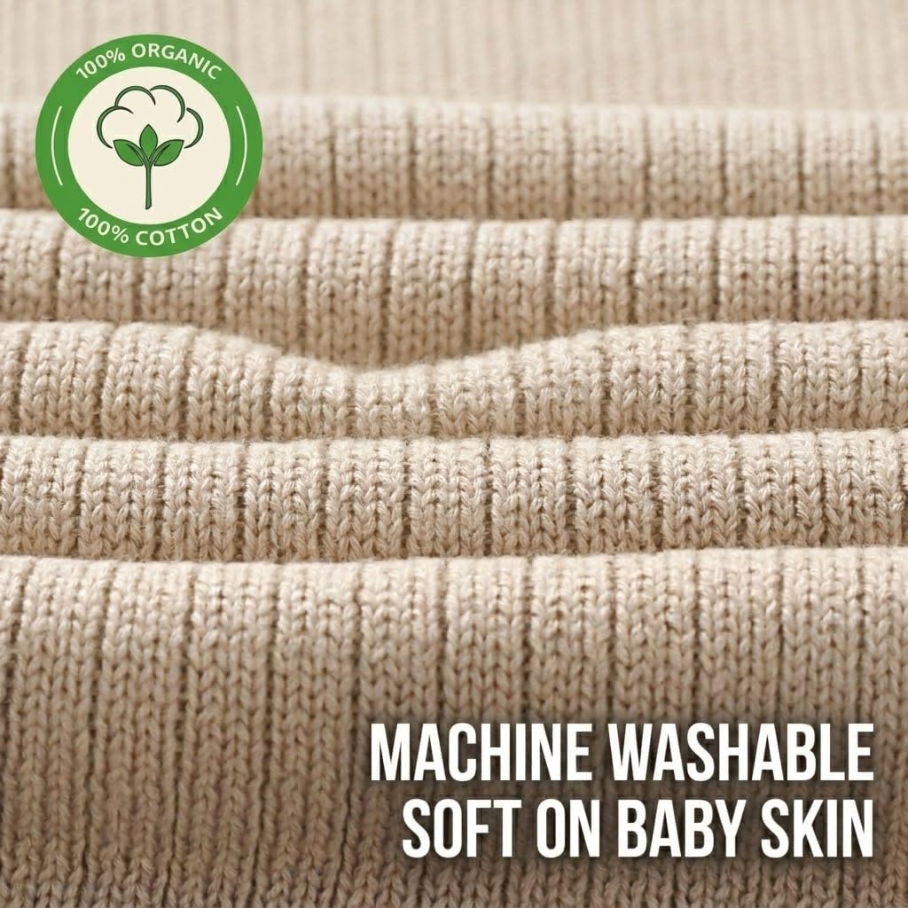 Danimarca - Coperta per neonati lavorata a maglia, morbida e accogliente, 100% cotone biologico, per bambini e bambine, ideale per passeggino e culla, 76,2 x 101,6 cm, confezione da 2 (verde