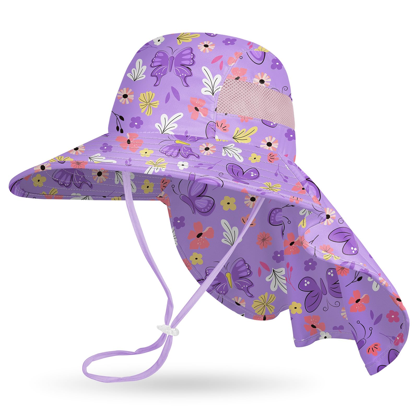 MHJY Kids Sun Hat Girls UV Protection Summer Hats Adjustable Beach Cap Unicorn Bucket Hats with Wide Brim Neck Flap for Toddlers 2-9 Years — view 12
