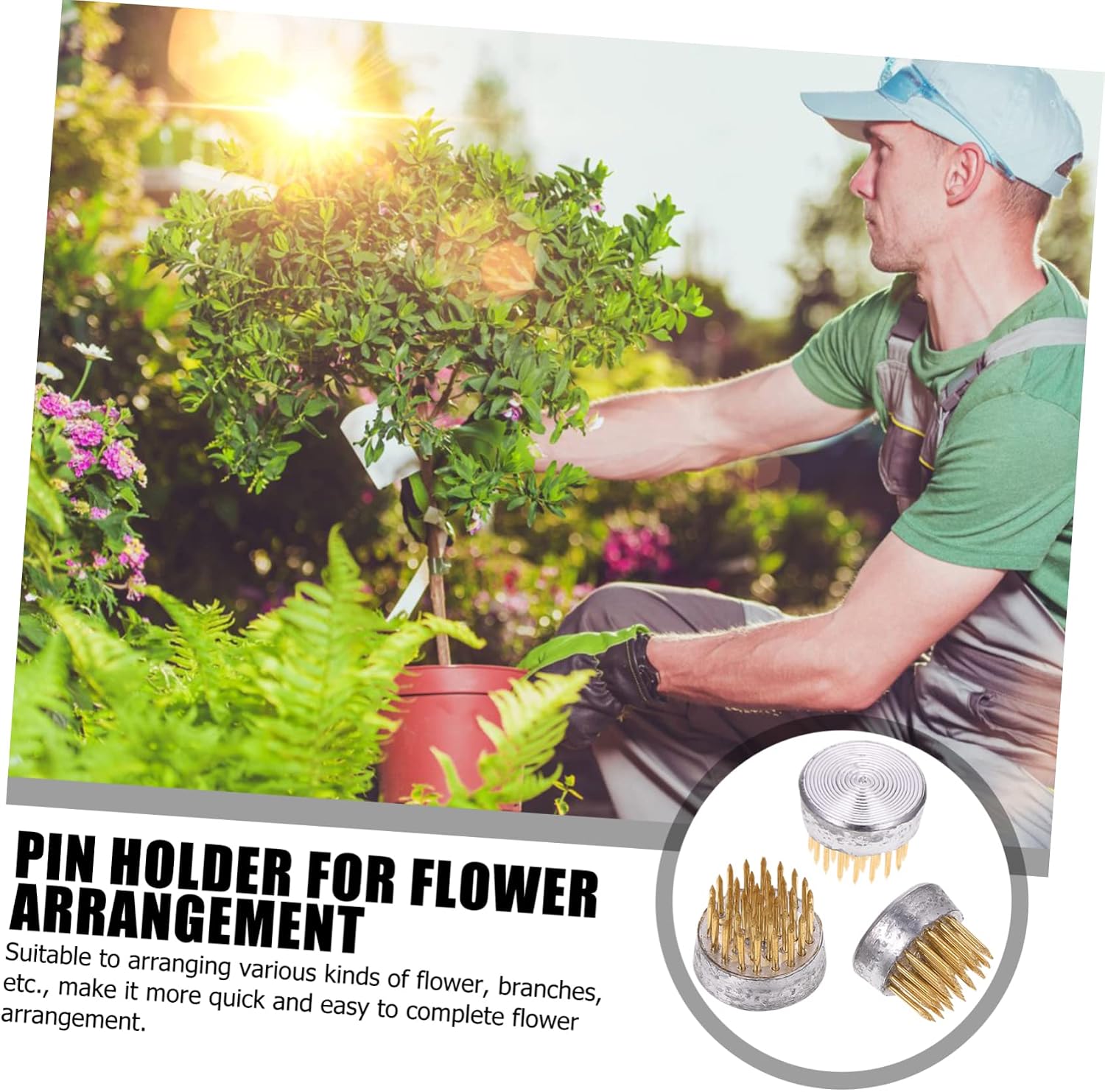 HAPINARY 9pcs Flower Frog Tool Round Floral Arrangement Base for Flower Pinning Thickened Needles for Optimal Plant Support and Moisture Absorption for Floral Design and Home Decor