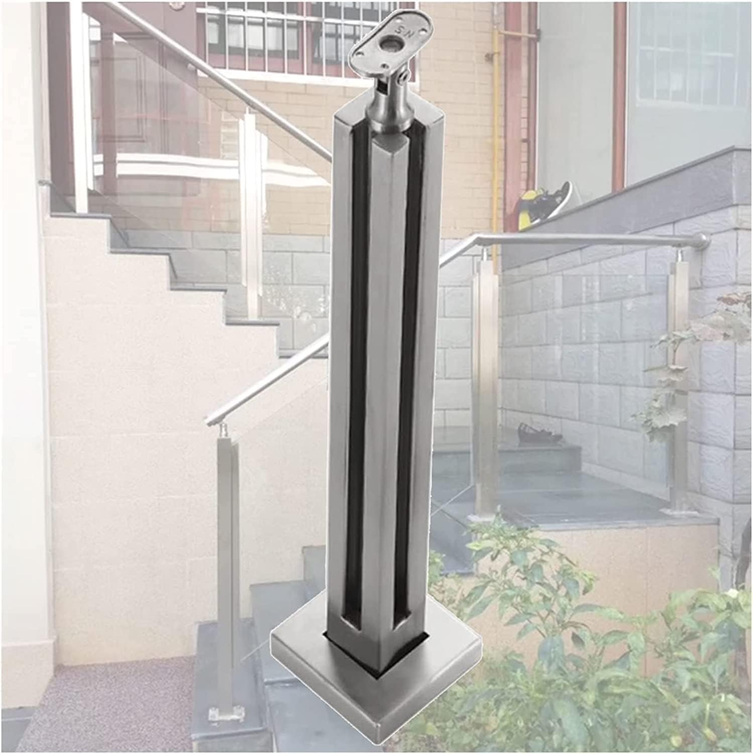Garde-corps en verre de balcon avec colonne d'angle en acier inoxydable