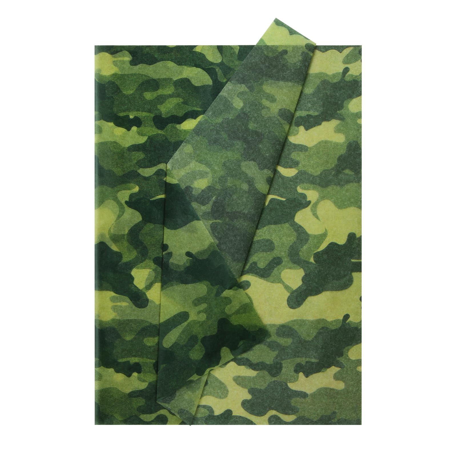 50 Sheets Camouflage Tissue Paper, Green Army Camo & Blue Navy Camo Wrapping Paper for Military Party Supplies, Adventure & Hunting Decorations, Gift Bags & Bouquets(19.7 x 13.8 inch) (Green)